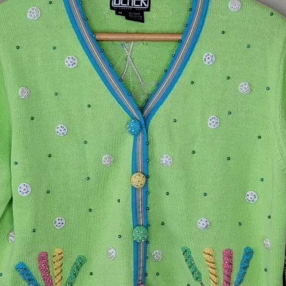 NWT Vintage Berek | Golf Club Button Front Cardigan Sweater Size Medium - Picture 4 of 6